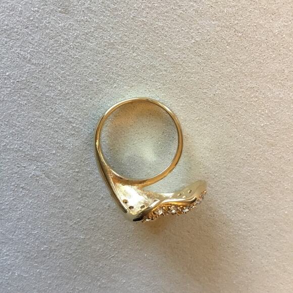 Gold Lily Crystal Statement Cocktail Ring - Picture 8 of 13